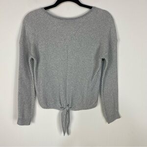 Lucky Brand Grey Gray Tie Front Sweater Casual Minimalist Capsule wardrobe